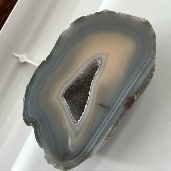 Natural Banded Agate Geode Slice - Picture 14 of 15